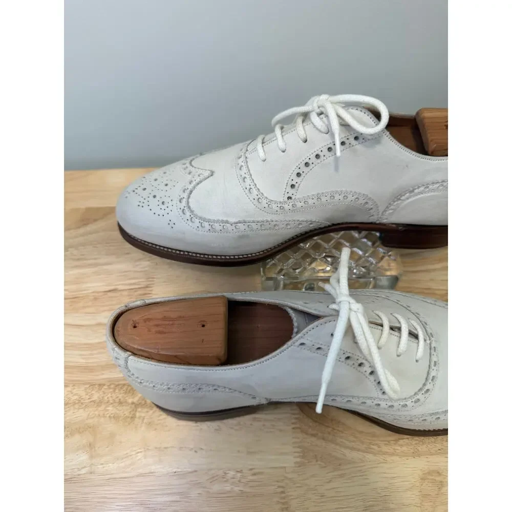 Stuart's Choice Made in England White Leather Brogue Dress Shoes Size 8.5. JL